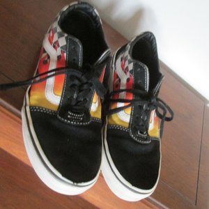 Vans Flames & Checker Low Top Sneakers Skate Shoes